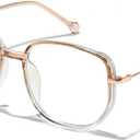 JOLLYNOVA Blue Light Blocking Glasses for WomenOversized Lightweight TR90 Fashion Computer Eyeglasses (Gold)