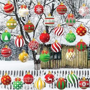 Barydat 30 Pcs Large Christmas Ball Shape Ornaments Xmas Plastic Decors Xmas Hanging Ornaments Christmas Yard Decorations for Tree Indoor Outdoor House Yard Supplies