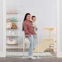Regalo Safety 28"-76 Super Wide Configurable Baby Gate for Doorways & Open Spaces, 3-Panel Wall Mounted Safety Gate with Door for Babies, Toddlers & Pets, Includes Wall Mount Hardware