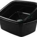 Idotry Rectangle Plastic Black Washing Basin/Tub, Pack of 2 (18 Quart)