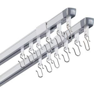 ACMEART Ceiling Curtain Track,Retractable Ceiling Track for Curtains,2.8-5.2ft,Room Divider Curtain Rod,Ceiling Rails Set with Silent Rollers and Hooks for Living room/Bedroom/Shower/RV,2 Sets