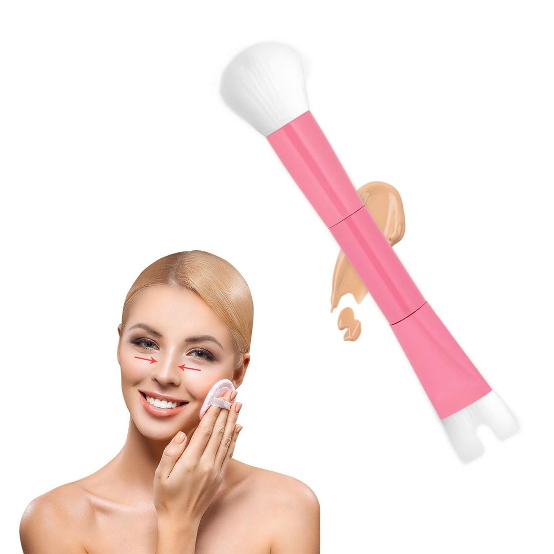 4 x Nose Contour Brush, U Shaped Makeup Brush Dual End Nose Contour Brush Pro Contour Duo Brush for Sculpting and Defining Nose Cheek Bones Contour (Pink)