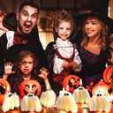 2 x 6 Pieces Halloween Large Ghost Candles White Spooky Scented Halloween Candles Horror Gifts Candle Tea Lights Goth Room Decor for Summer Dining Table Party Bedroom(Goth Style,White)