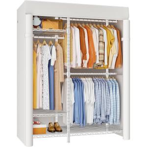 ULIFHOME F7C Medium Clothes Rack with Cover, 6-Tier Covered Clothing Rack