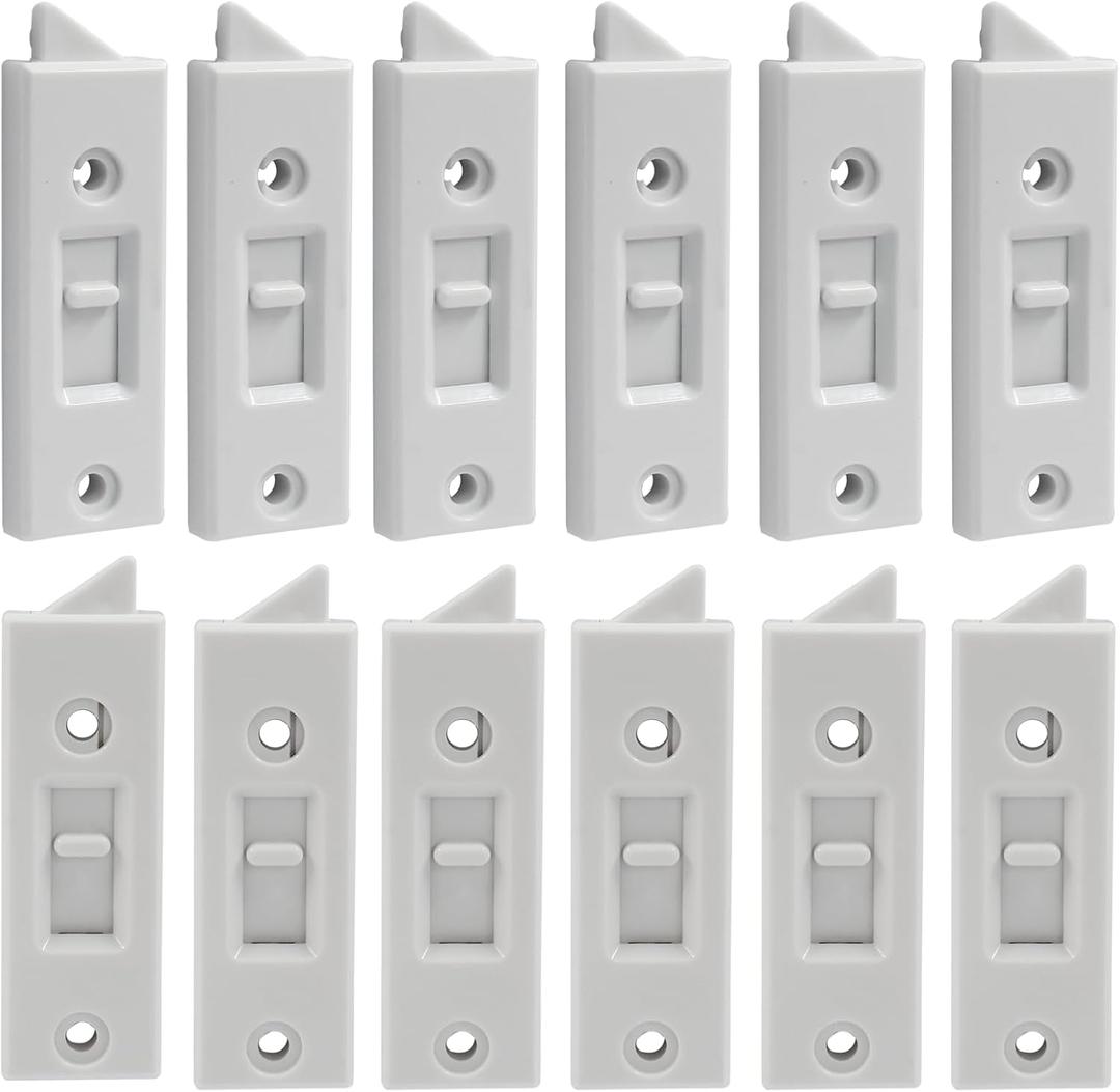 Window Latch Locks Replacement Window Parts and Hardware, Plastic Spring Loaded Sliding Window Tilt Latch for Home Window Accessories, Pack of 12 (White)