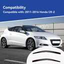Window Rain Guard Compatible with 2011-2016 Honda CR-Z, 2pcs JDM 3D Wavy MU Style Window Visors Outside Mount Type Dark Smoke Tint Tape-On Side Sun Guards Set of 2