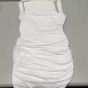 Women's Sexy Bodycon Corset Mini Dresses Square Neck Ruched Sleeveless Club Party Short Dress, White, Size S