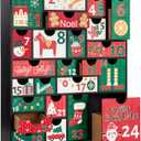 LARAINE Advent Calendar 2025 Christmas 15 Inch Wooden with Drawers, Christmas Holiday illustration Wood Advent Calendar for Kids Adults, Xmas Decorative 24 Empty Boxes to Fill