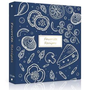 Recipe Binder 8.5x11 3 Ring, Recipe Book to Write in Your own Recipes, Full Page Recipe Binder with Plastic Sleeves, Blank Recipe Cards and Dividers (Gentian Blue)