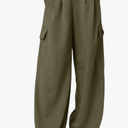 Dokotoo Womens High Waisted Wide Leg Cargo Pants Baggy Casual Work Pants with 4 Pockets Size S