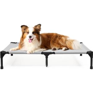 Elevated Dog Cots Beds for Large Dogs, Raised Outdoor Dog Bed with Frame, Lifted Pet Hammock Beds with Breathable Mesh, Non Slip, Easy to Clean, Grey (Large (42.0"L x 30.0"W x 8.0"Th))