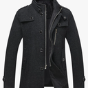 wantdo Men's Wool Blend Jacket Stand Collar Windproof Pea Coat, Large