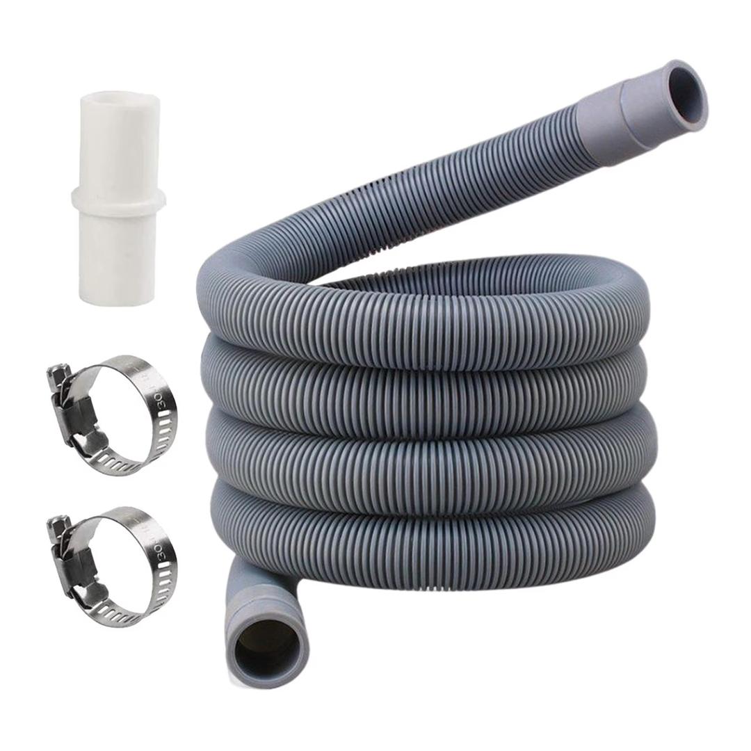 Universal Washing Machine Drain Hose, Professional Flexible with 1 Extension Adapter, 2 Hose Clamps, Replacement Accessories