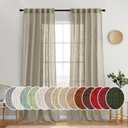MIULEE Oatmeal Curtains 90 Inch Long 2 Panels for Bedroom Living Room, Soft Thick Textured Natural Window Drapes Light Filtering Back Tab Rod Pocket Burlap Look Decor