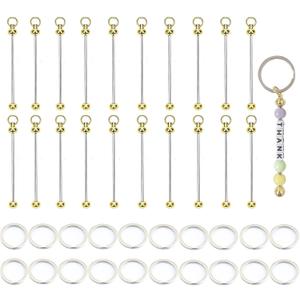 20 Pcs Beadable Keychain Bars Blanks Keychain Making Supplies for Pendant DIY Crafts Jewelry Making (Gold) 20 Pcs Beadable Keychain Bars Blanks Keychain Making Supplies for Pendant DIY Crafts Jewelry Making (Gold)