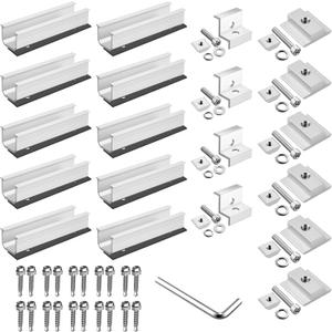Anbte Solar Panel Mounting Brackets, Included 10 x 4.72 in Rails + 4 end Clamps + 6 Center Clamps + 1 Wrench, Aluminum Solar Mounting Kit for 4 Panels, Waterproof, for Roof, RV, Boat, Silver