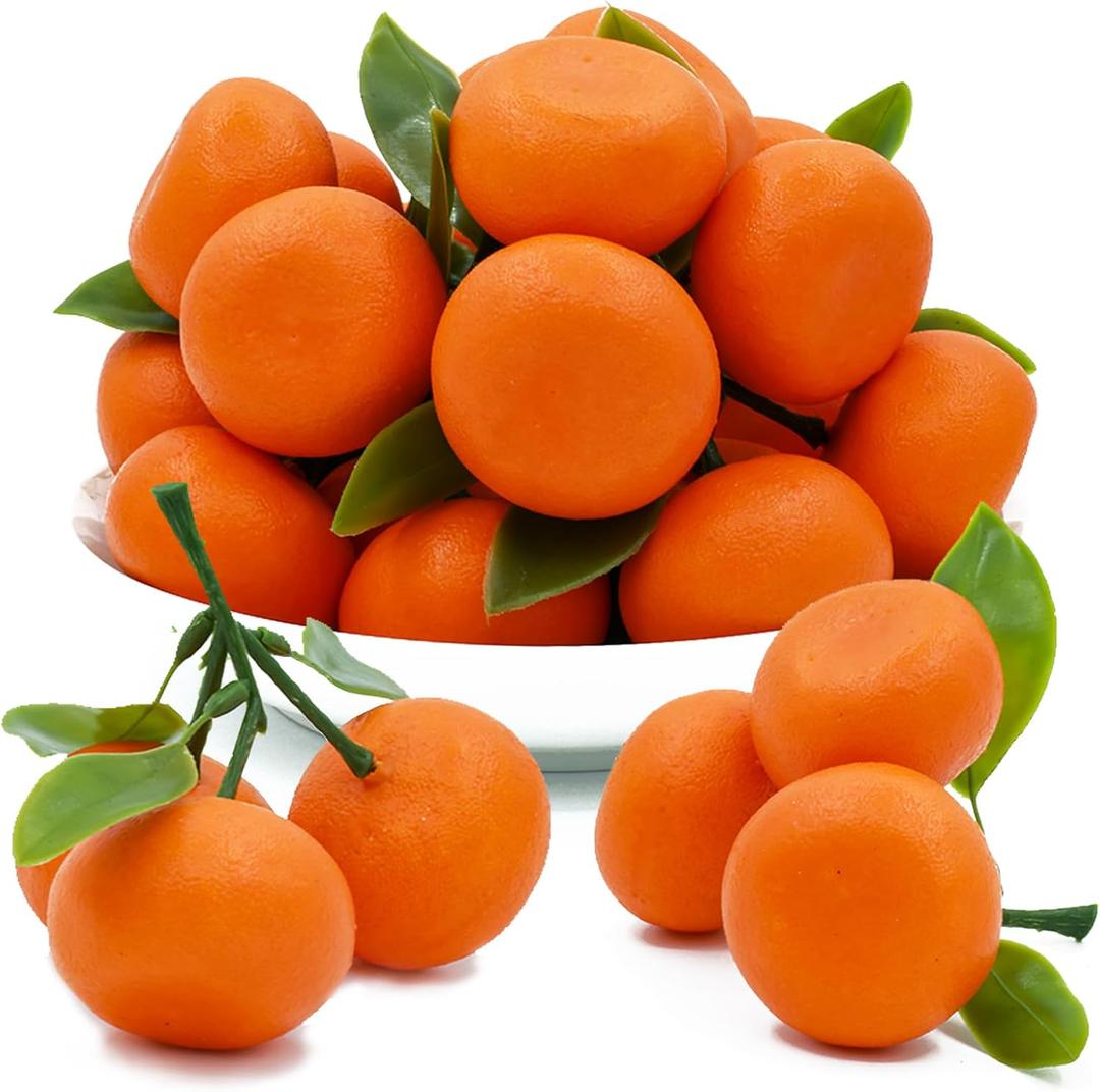 Mini 5 Clusters Artificial Orange Fake Orange Simulation Mini Orange Plastic Fruits for Decoration Simulation Fruits Artificial Citrus Model Props for Wedding Home Party Kitchen Decor(15Pcs)