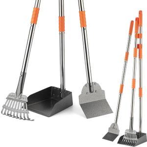 TIMINGILA Pooper Scooper Dog Pooper Scooper Long Handle Stainless Metal Tray Rake Spade Set for Large Medium Small Dogs Easy to Clean Pet Waste Use for Yard, Grass, Dirt or Gravel - Pet Supplies