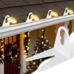 Brightown Christmas Light Clips for Outside, 100 Pack Roof Clips for C7 C9 Mini String Lights, Universal Gutter and Shingle Holiday Light Clip Set, for Christmas Decorations, White