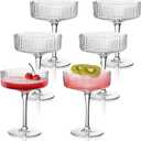 Montex 6 Pcs Coupe Glasses 10 oz, Martini Glasses, Margarita Glass, Ribbed Glassware, Classic Vintage Cocktail Galssware, Pefect Gift for Cocktail Lovers