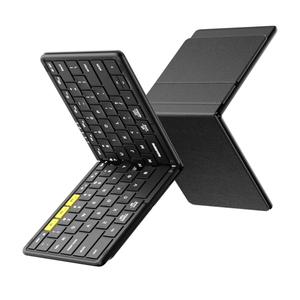 Samsers Full-Size Foldable Bluetooth Keyboard, KF08S Wireless Folding Keyboards with PU Leather Cover, Portable Travel for iPhone iPad Smartphone Tablet Laptop, Android Windows Mac OS, Black