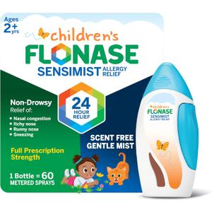 Pack of 3 Flonase Children's Sensimist Allergy Relief Spray, 24 Hour Non-Drowsy Children's Allergy Medicine, Scent-Free, Alcohol-Free Fine Mist - 60 Sprays