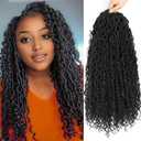 Col Bling Goddess Locs Crochet Hair 18 Inch 8 Packs Faux Locs Crochet Hair for Women Pre Looped Crochet Boho Goddess Faux Locs Crotchet Hair with Curly Ends #1B