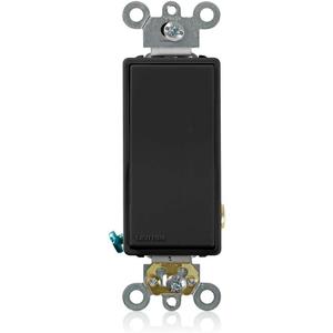 Leviton 20-Amp 120/277-Volt Decora Plus Rocker Single-Pole AC Quiet Switch, 5621-2E, Black