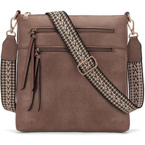GEMIU Small Crossbody Bags for Women Travel Multi Pocket Crossbody Purse Women's Crossbody Handbags with Guitar Strap (Dark Taupe)