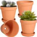 6 Inch Clay Pot for Plant with Saucer, Flower Pot with Tray, 8 Pack Small Terra Cotta Plant Pot with Drainage Hole, Great for Plants, DIY Crafts, Wedding Favor (6inch 8pack)