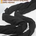 BEACE Silk Satin Lined Pre-Tied Turban Durag Head Wrap for Men & Women, Halo Turban Skull Cap Bonnet Hair Cover for Sleeping (X-Large, Black/Green)