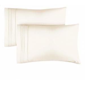 King Pillow Cases Set of 2 - Ultra Soft Hotel Quality Pillowcase Covers - Comfy, Cozy & Wrinkle Free - Shrinkage, Stain & Fade Resistant - Machine Washable Pillow Protectors - 2 Piece Set - Off White