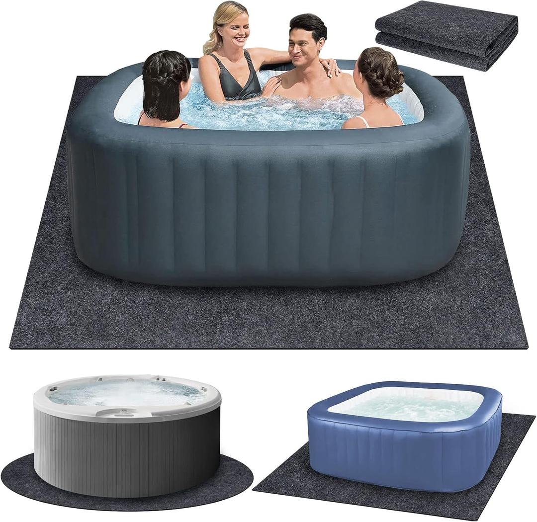 80 * 80 inch Inflatable Hot Tub Mat, Outdoor Indoor, Waterproof Slip-Proof Backing, Absorbent Spa Pool Ground Base Flooring Protector for Hot Tub