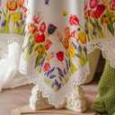 ARTABLE Small Table Cloth Printing Flowers Designs Laser Cutting Tablecloth Table Topper for Thanksgiving Outdoor Farmhouse Rustic Kitchen Party Birthday Picni (Tulips, 33 x 33 Inches)