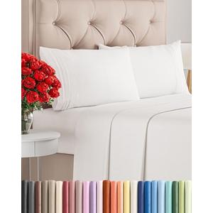 Full Size 4 Piece Sheet Set - Comfy Breathable & Cooling Bed Sheets Set - Hotel Luxury Bedding for Women, Men, Kids, Teens, Boys & Girls - Deep Pockets, Soft, Wrinkle Free - Oeko-Tex - Antique White