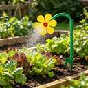 Crazy Daisy Sprinkler, 360 Rotating Dancing Sunflower Water Sprinkler for Lawn & Yard Garden Irrigation, Funny Automatic Swing Flower Sprinkler for Outdoor Plants Watering, Dogs Playing (Red)