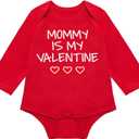 Baby Boys Girls Mommy Is My Valentine Outfit Set Heart Long Sleeve Pants Set (3-6 Months, Red)