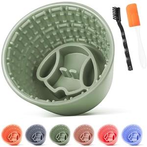 Focxoio Slow Feeder Dog Bowl,Non-Slip Lick and Freeze Bowl for Dogs,Long Lasting Silicone Licking Mat for All Dog Sizes,Anti-Chocking and Reduce Anxiety(Green)