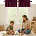 Burgundy Valance Curtains 2 Pack, 54x18 Inches, 100% Cotton, Rod Pocket Window Valances, Semi Sheer Short Curtain for Kitchen, Farmhouse, Caf, Bedroom, Bathroom, Living Room Dcor