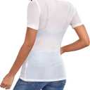 Women's Mesh Tops Short Sleeve Sheer Tee Shirts See Through Bodycon Clubwear Shirts (White, M)