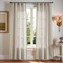 jinchan Linen Blend Curtains 96 inch Length 2 Panels for Bedroom Living Room, Floor to Ceiling 50 inch Wide Farmhouse Drapes with Rod Pocket Back Tab(50W x 96L, Oat)