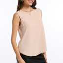 Womens Chiffon Tank Tops Crewneck Sleeveless Top | Lightweight and Soft Summer Top, Business Casual Top, Sleeveless Blouse (Pink, L)