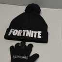 Fortnite Boys Winter Beanie Hat and Snow Gloves for Boys 2 Piece Set (5-13 Years, Black Silver)