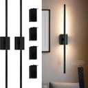 Auralume Wall Sconces Set of 2 with 4 Removable Rechargeable Batteries - Battery Operated LED Lights with Remote, Dimmable 4 Color Temperatures 3000K-6000K, Cordless Wireless Modern Indoor Lamps
