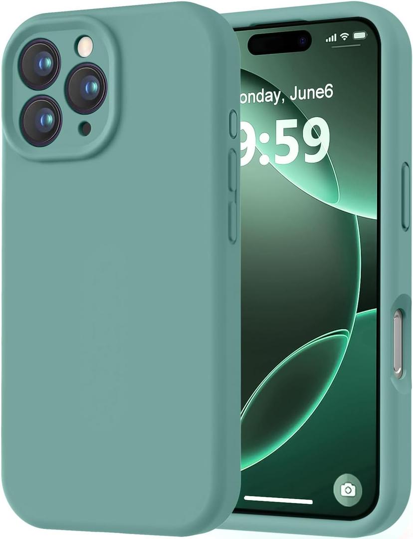 LOVE 3000 Designed for iPhone 16 Pro Case, Premium Silicone with [Soft Anti-Scratch Microfiber Lining] Shockproof Protective Phone Case for Men Women Girls 6.3", Pine Green