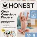 The Honest Company Comfort Dry Disposable Daytime Diapers for Sensitive Skin, Hypoallergenic, Fragrance-Free, Fall '25 Seasonal Prints, Club Box, Size 5 (27 lbs), 44 Count