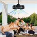 Outdoor Ceiling Fans with Light for Patios, 20" Weatherproof Gazebo Fan with Hanging Hook, Remote Control & APP, 6 Speeds, 3CCT, Caged Plug in Ceiling Fan for Patio