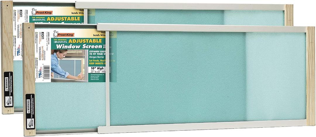 Frost King 2AWS1145 WB Marvin Adjustable Window Screen, 10" high, fits 25 - 45" wide, 2-Pack, 10in High x Fits 25 - 45in wide