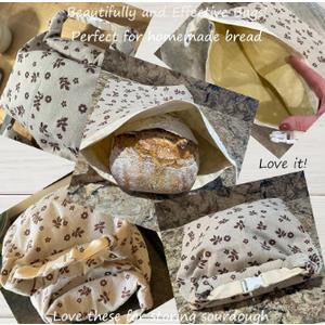 PIPI&TITI Reusable Beeswax Bread Bags for Homemade Bread (2-packs),Zippered Bread Bag for Sourdough Bread Storage,17x12.6 inches Food Storage,Portable Beeswax Cotton Bag,Freezer Friendly