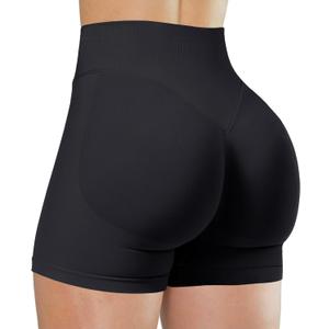 Unthewe Womens Workout Seamless Scrunch Butt Lifting Shorts High Waisted Tummy Control Gym Yoga Shorts (Small, #1 Black)